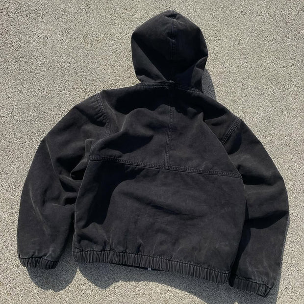 Fashion Letters Printed Long Sleeve Zip Up Hooded Jacket