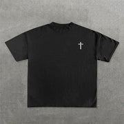 Fashion Cross Forgiven Print Short Sleeve T-Shirt