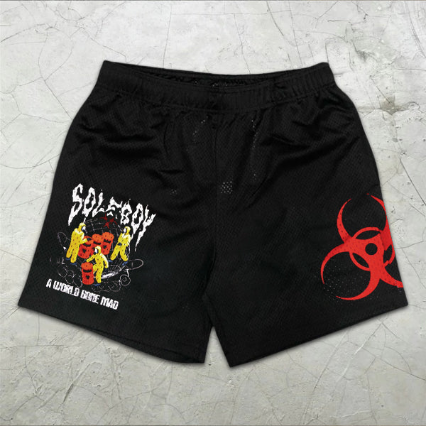 graphic print elastic shorts