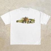 Street Retro Trend Half Sleeve Angel Print T-Shirt