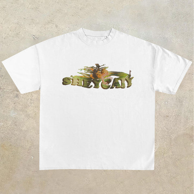 Street Retro Trend Half Sleeve Angel Print T-Shirt