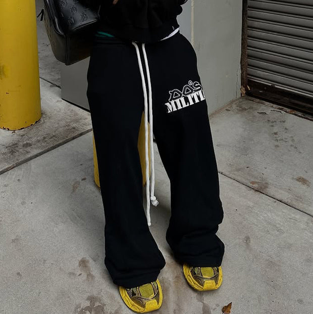Casual Letters Printed Pocket Sweatshirt Pants