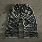 Vintage distressed print casual trousers
