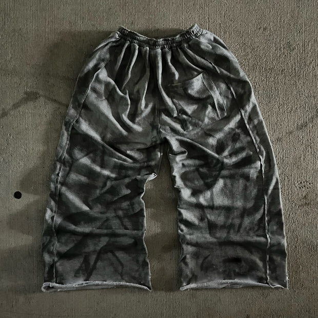 Vintage distressed print casual trousers