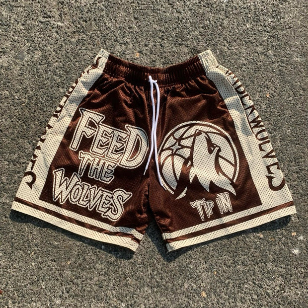 Contrast print mesh shorts