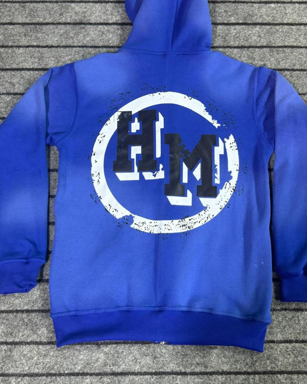 Streetwear zip-up graphic hoodie