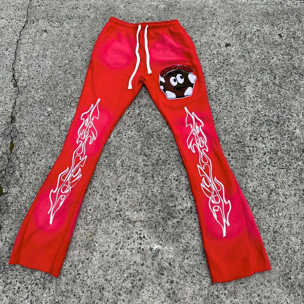 Casual Anime Printed Flared Pants