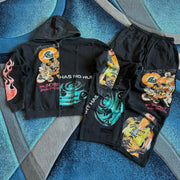 Hip Hop Street Casual Street Zipper Hoodie Pants Two-Piece Set