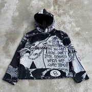 Letter Billiards No. 8 Mix Print Long Sleeve Hoodies