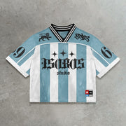 Global Tour Casual Street Stripe Mesh Splicing Jersey