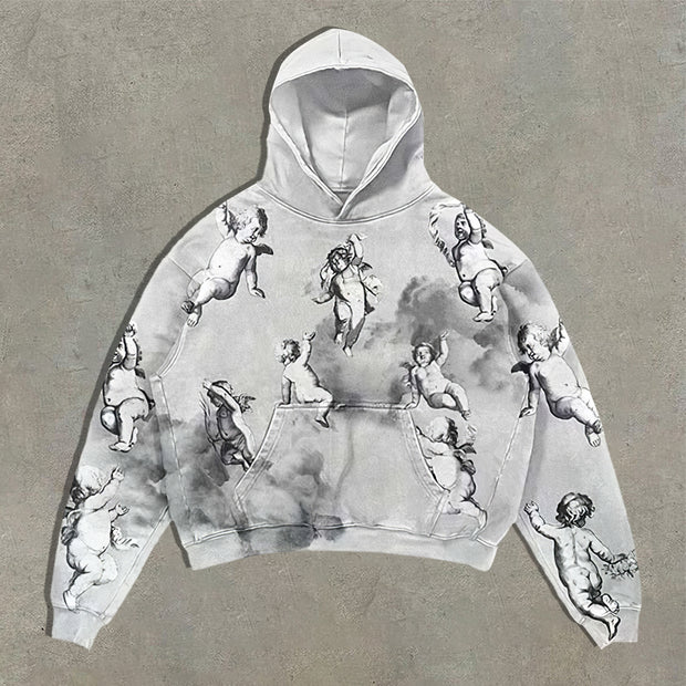 Angel print oversized hoodie