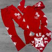 Fashion casual cross letter print hoodie trousers two-piece set