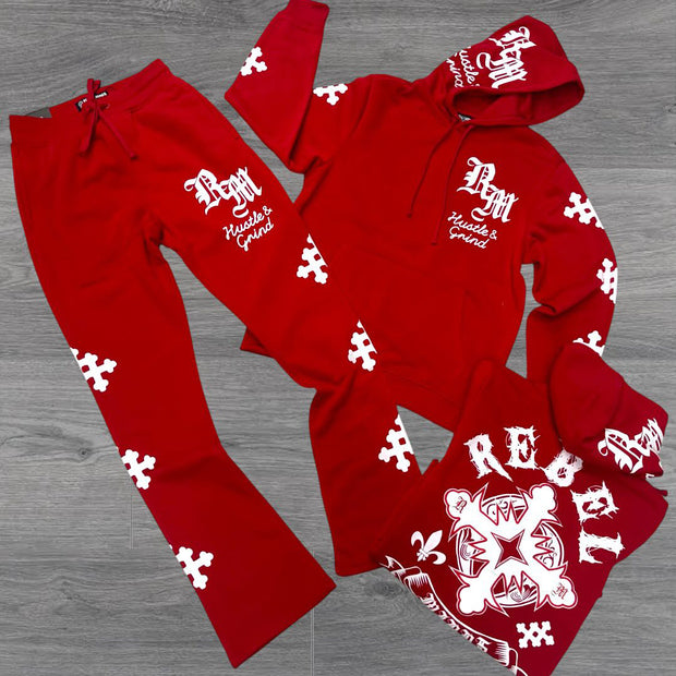 Fashion casual cross letter print hoodie trousers two-piece set