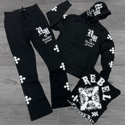 Fashion casual cross letter print hoodie trousers two-piece set