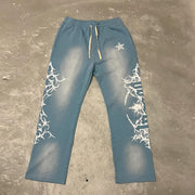 Retro contrast print trousers