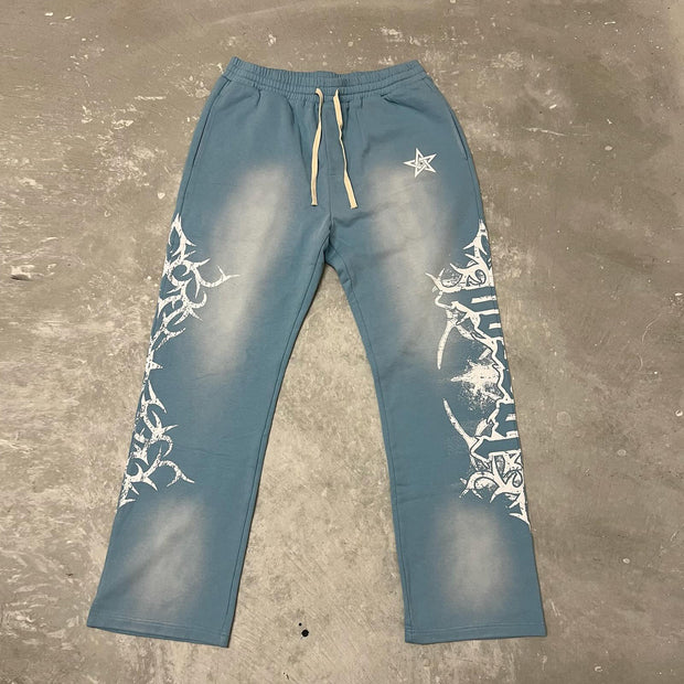 Retro contrast print trousers