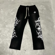 Retro contrast print trousers