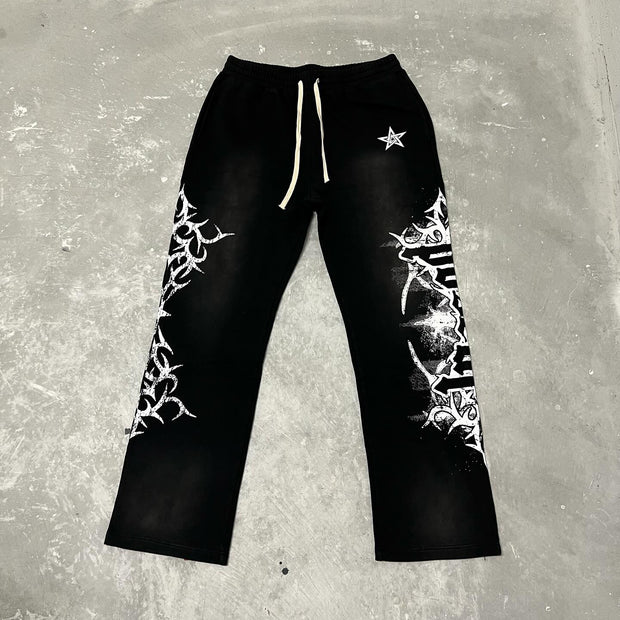 Retro contrast print trousers