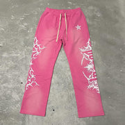 Retro contrast print trousers