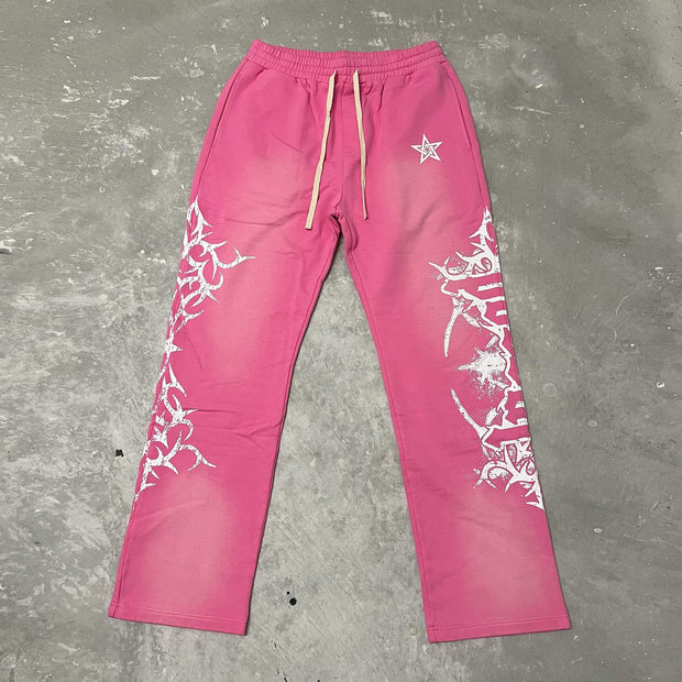 Retro contrast print trousers