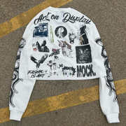 Retro waffle crew neck cropped sweatshirt