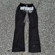 Fashionable college style casual letter flare pants