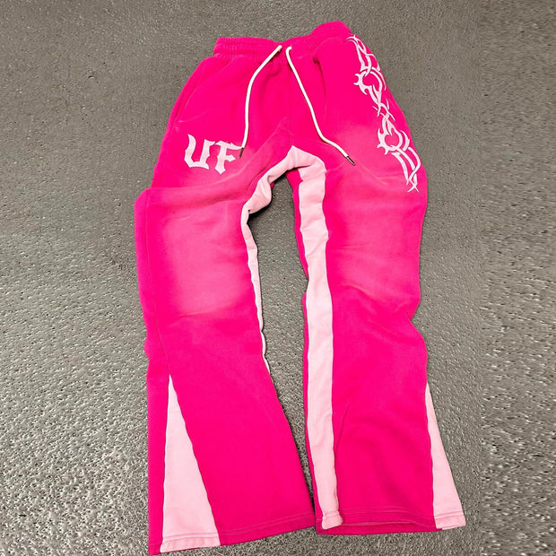 Personalized contrasting letter print trousers