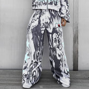 Personalized Graffiti Printed Pocket Sweatshirt Pants
