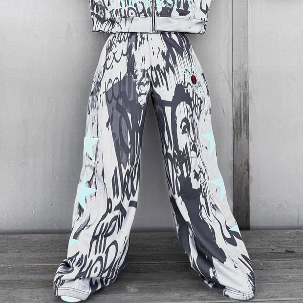 Personalized Graffiti Printed Pocket Sweatshirt Pants