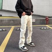 White ripped raw edge jeans