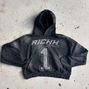 Rich No.1 Print Long Sleeve Hoodies