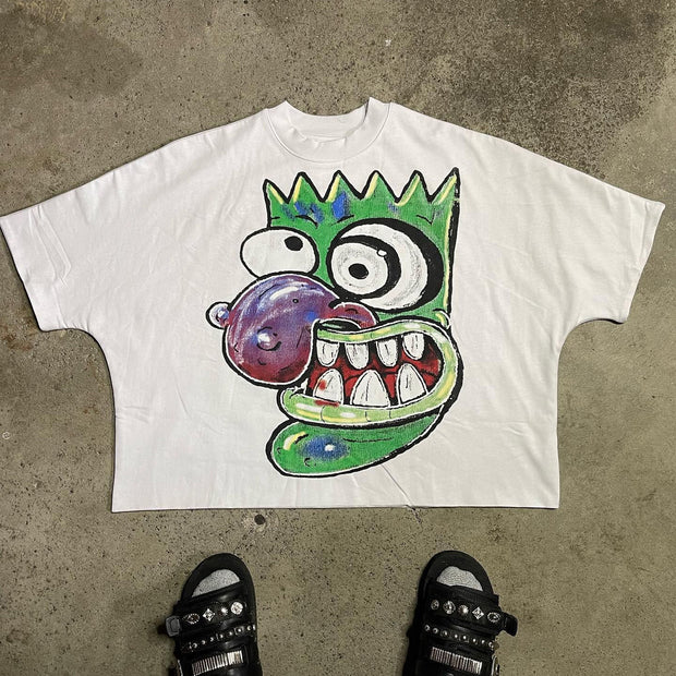 Funny Cartoon Print Short Sleeve T-Shirt