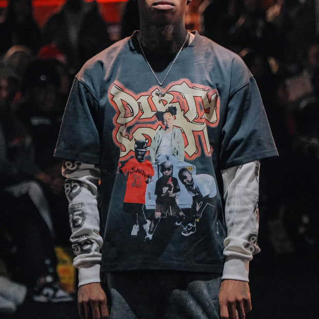 Hip-hop casual street fake two-piece long-sleeved T-shirt