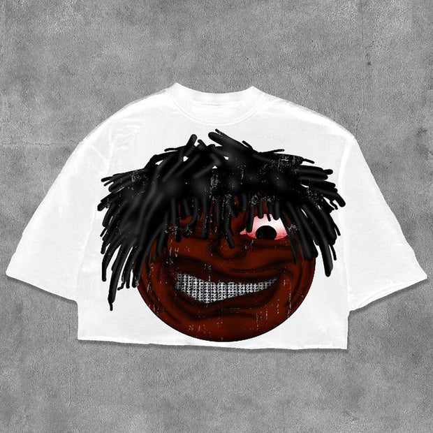 Funny Cartoon Printed Three-quarter Sleeve T-shirt