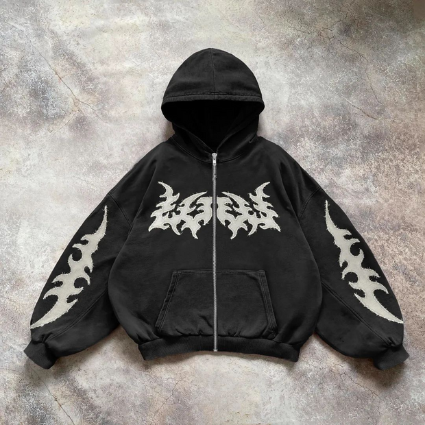 Vintage Zipper Patch Hoodie