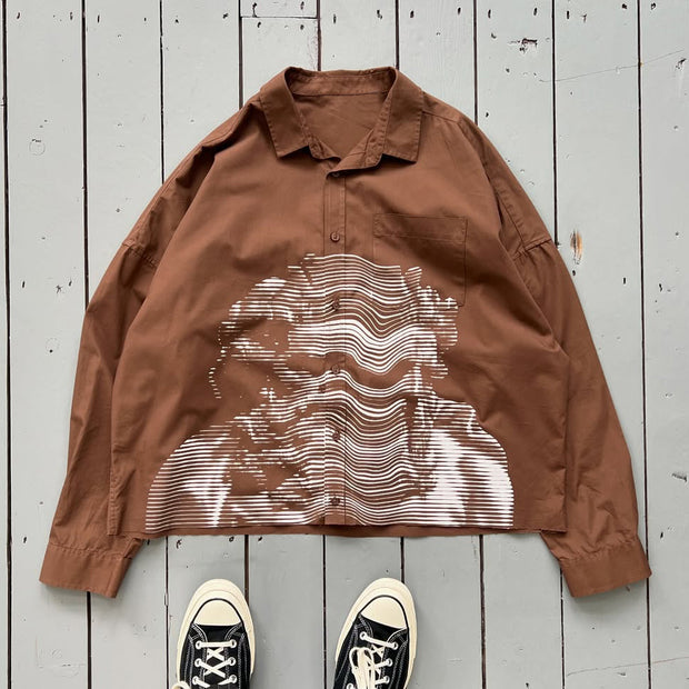 Fashion Neptune Print Button Long Sleeve Shirt
