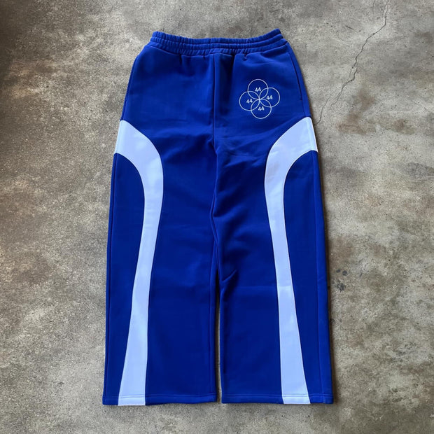 Personalized patchwork contrasting color casual trousers