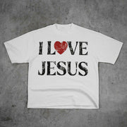I Love Jesus Print Short Sleeve T-Shirt