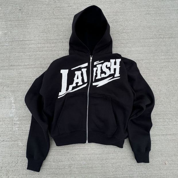 Lavish Print Long Sleeve Zipper Hoodies