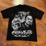 Crime Tyme Casual Street Wrestling Print T-Shirt