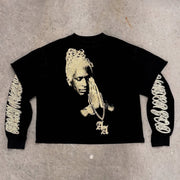 Fashion Fake Two Character Print Long Sleeve T-Shirt