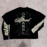 Fashion Fake Two Character Print Long Sleeve T-Shirt