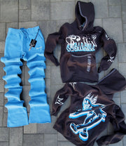 Fashionable Casual Printed Graphic Hoodie Set