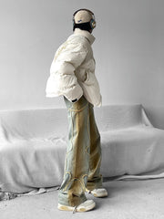High Street Retro Washed Distressed Loose Jeans