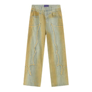 High Street Retro Washed Distressed Loose Jeans