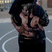 Street Black Love Casual Vintage Zip-Up Tapestry Jacket