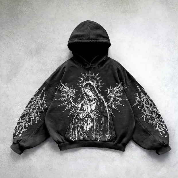 Oversized Madonna print hoodie