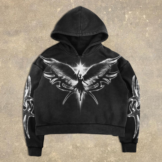 Angel Wings Print Long Sleeve Hoodies