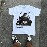 Street Style Printed Crew Neck Oversized Short Sleeve T-Shirt