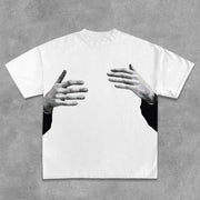 Hug Gesture Print Short Sleeve T-Shirt